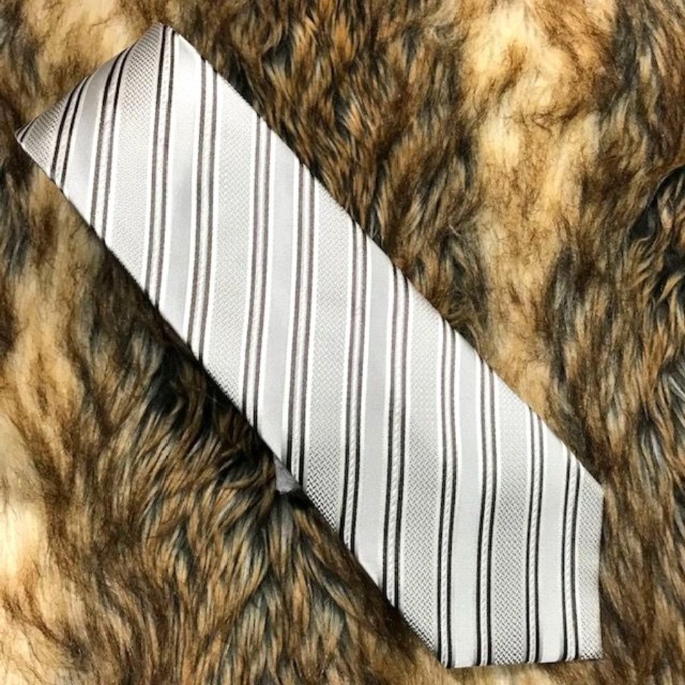 Sean John Taupe Sheen 100% Silk Stripe Tie